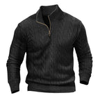 Herren stylischer Strickpullover mit halb offenem Kragen und Zopfmuster R&B