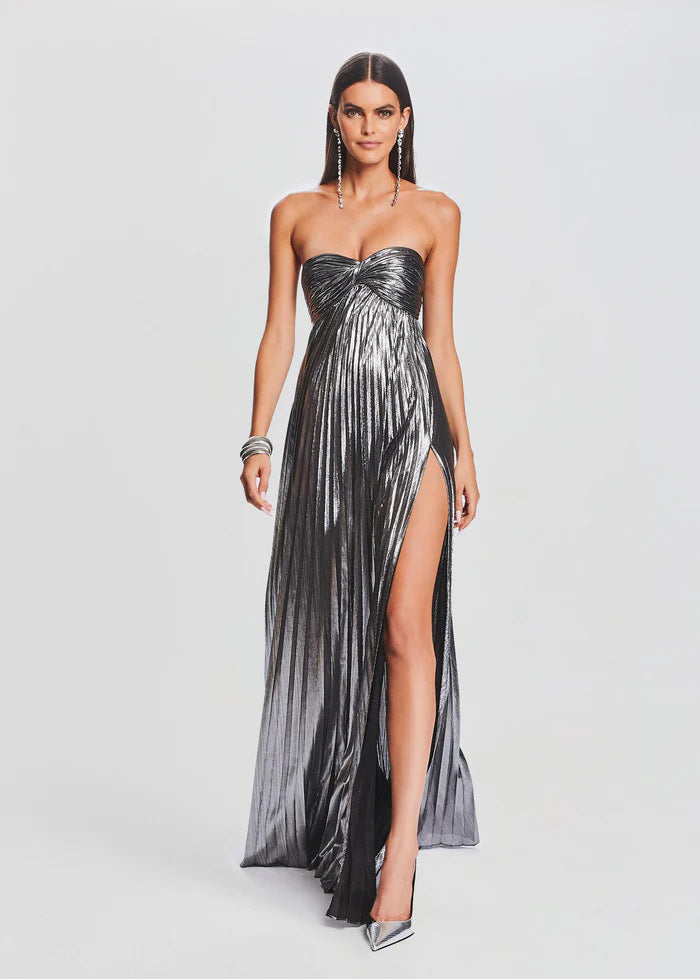 Damen Abendkleid mit schulterfreiem Design und elegantem Schlitz R&B