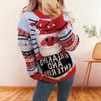 Damen Weihnachts-Pullover mit kreativem Rentier-Motiv und fröhlichem Design R&B