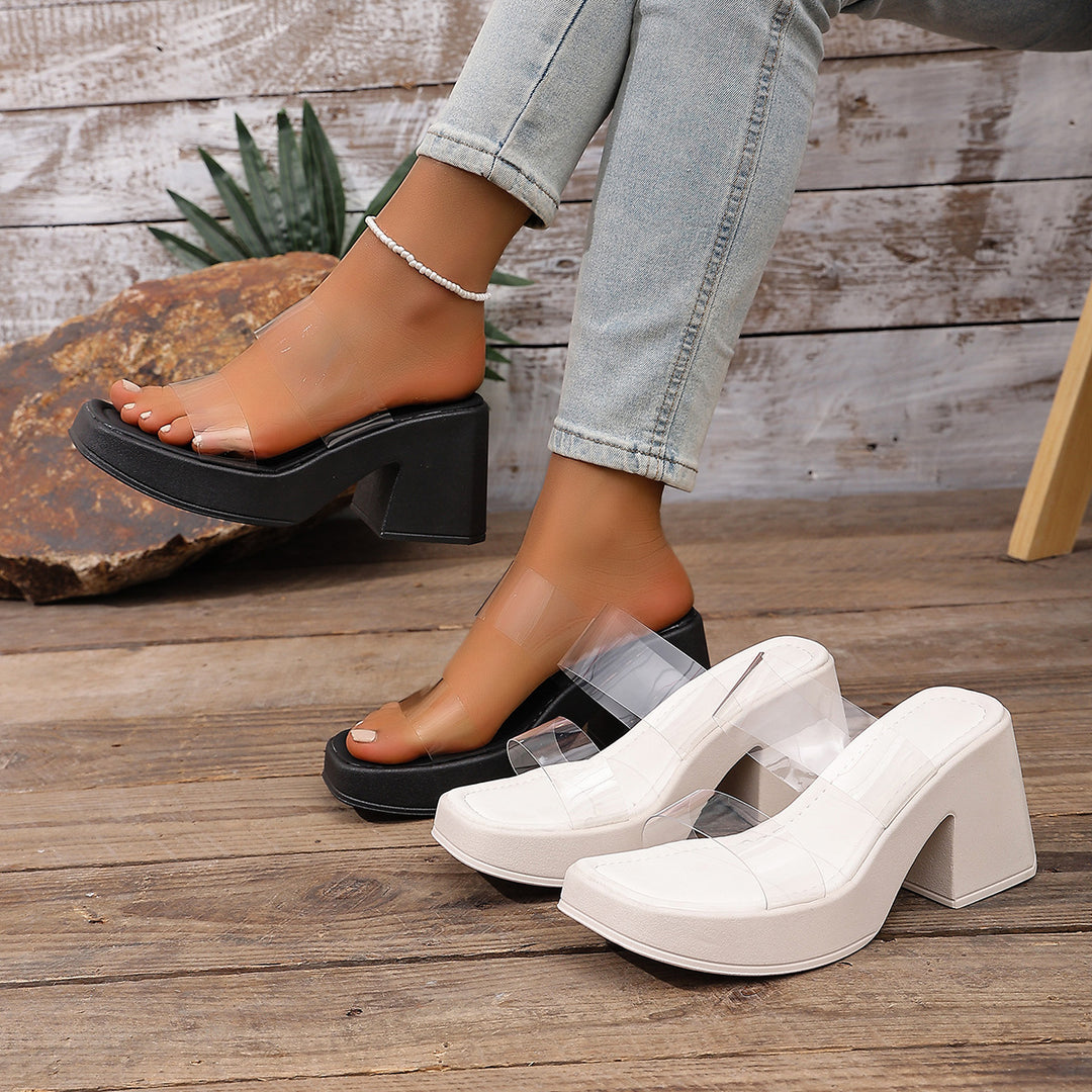 Damen Offene Glitzer-Sandaletten mit transparentem Obermaterial R&B