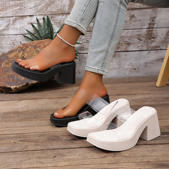 Damen Offene Glitzer-Sandaletten mit transparentem Obermaterial R&B