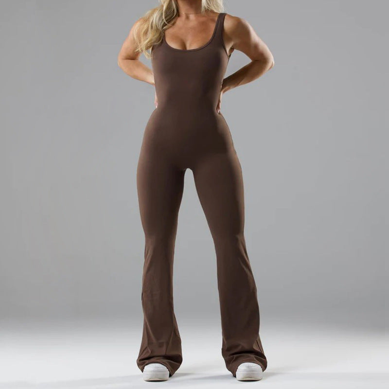 Damen Eleganter Jumpsuit mit figurbetonendem Schnitt und flared Beinen R&B
