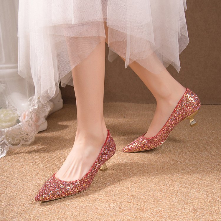 Damen elegante glitzernde Pumps mit spitz zulaufender Form R&B