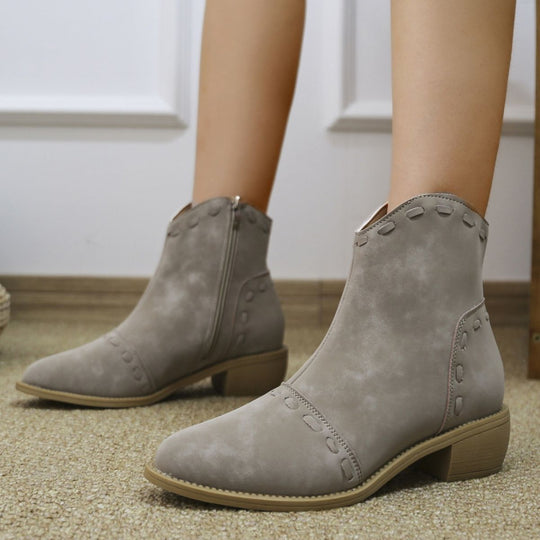 Damen elegante Stiefeletten mit modischen Ziernähten und praktischen Reißverschluss R&B