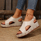 Damen Wedge-Sandaletten mit modischen Ausschnitten und eleganten Perlendetails R&B