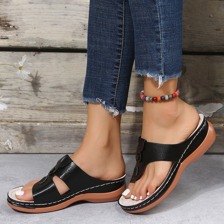 Damen Komfortable Zehentrenner-Sandalen mit ergonomischem Fußbett und modischen Akzenten R&B