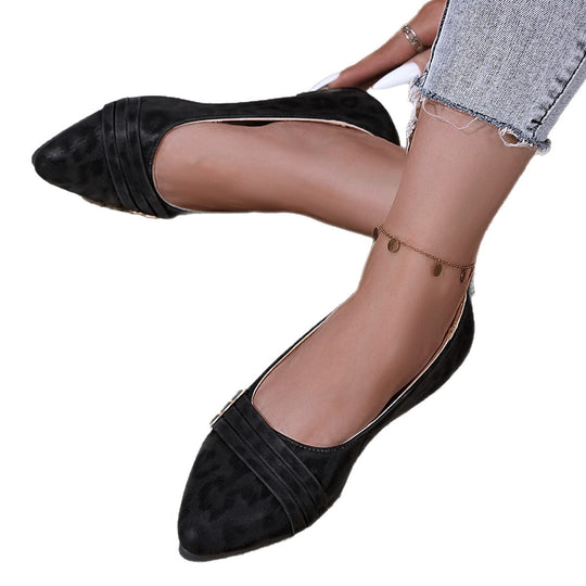 Damen elegante Ballerinas mit modischem Animal-Print und Zierakzenten R&B