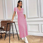 Damen Maxikleid mit elegantem Wickelausschnitt und floralem Muster R&B