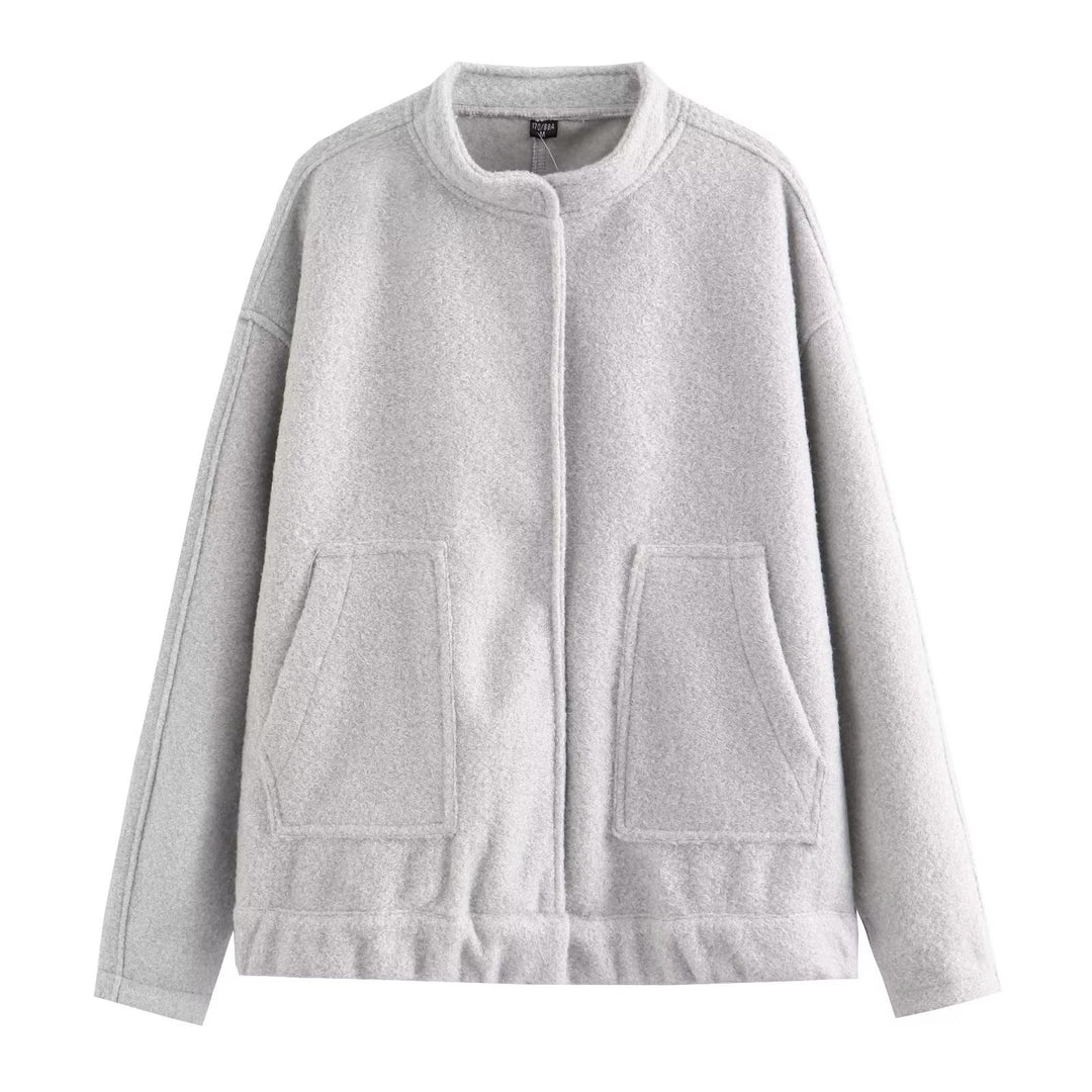 Damen gemütliche und stylische Fleecejacke mit großen aufgesetzten Taschen R&B