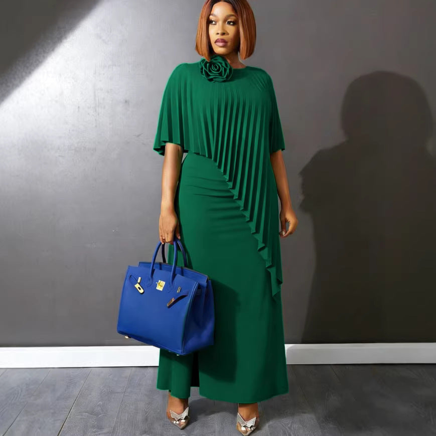 Damen ärmelloses Maxi-Kleid mit elegantem Faltenverlauf R&B
