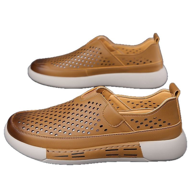 Damen Atmungsaktive Slip-On Sneakers aus perforiertem Leder R&B