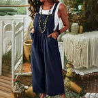 Damen Lässige Jumpsuit mit weitem Bein und Taschen R&B