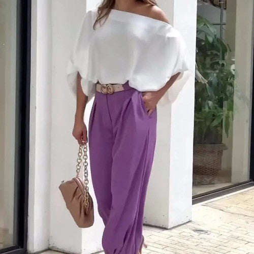 Damen Elegantes Cropped Top aus Jersey mit verziertem Ausschnitt R&B
