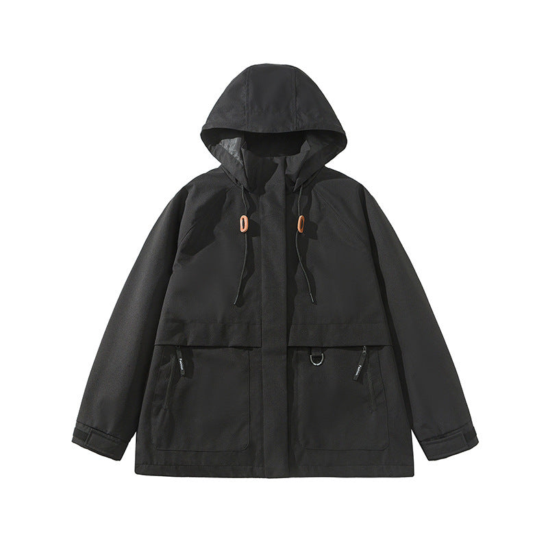 Damen technische Outdoor-Jacke mit verstellbarer Kapuze und großen Taschen R&B