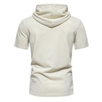 Herren Kurzarmkapuzenpullover mit strukturiertem Design