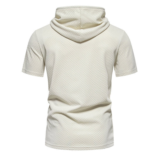 Herren Kurzarmkapuzenpullover mit strukturiertem Design R&B