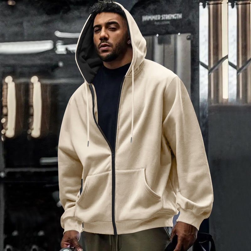 Herren Kapuzenjacke mit leichtem Reißverschluss und praktischen Taschen R&B