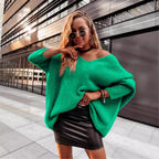 Damen Oversized Strickpullover mit asymmetrischem Design und lässigem Schnitt R&B