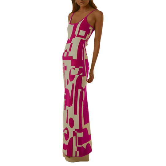 Damen Designer-Midi-Kleid mit stilvollem Grafikmuster R&B
