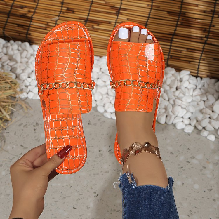 Damen Elegante und modische Mules mit Kettenapplikation R&B