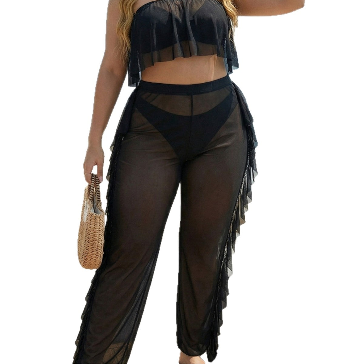 Damen eleganter Strand-Bikini-Set mit fransigen Akzenten R&B