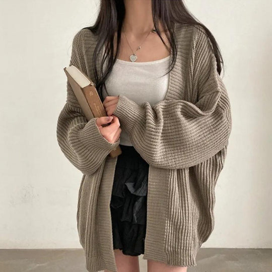 Damen Übergröße Strickjacke mit weit geschnittenen Ärmeln und strukturierter Textur R&B
