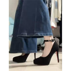 Damen elegante Absatzschuhe mit zartem Knöchelriemen R&B