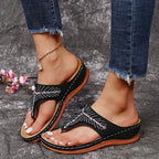 Damen Bequeme Schmuck-Sandalen mit Zehensteg R&B