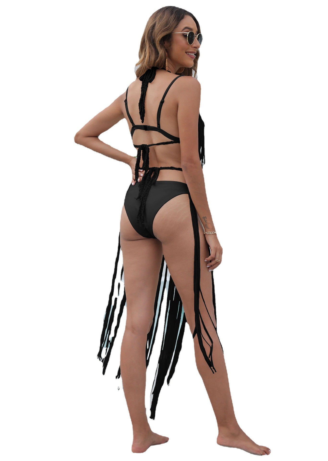 Damen Häkel Strandkleid mit Fransen R&B
