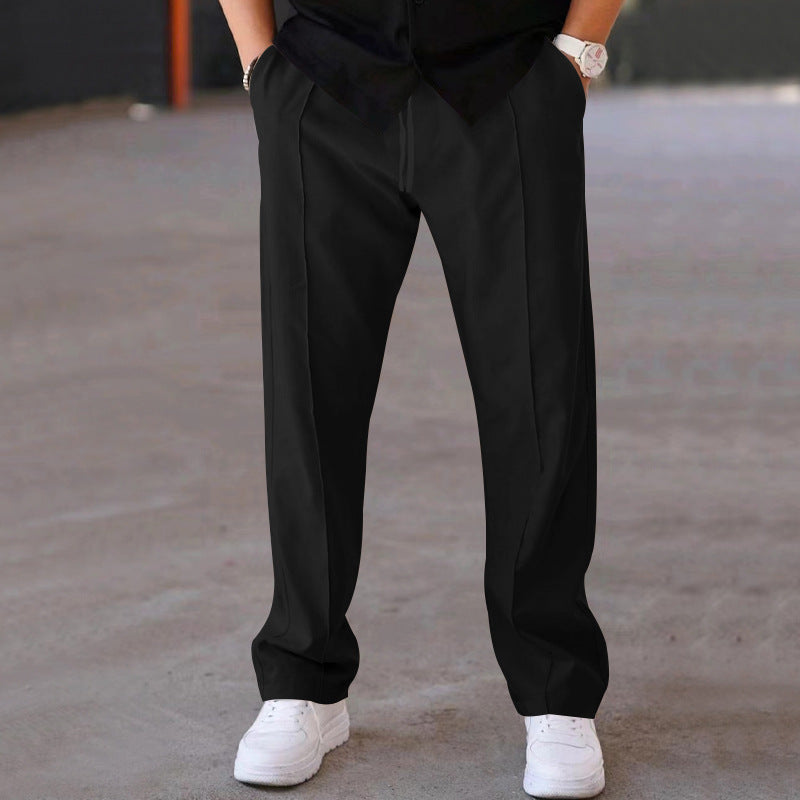 Herren elegante Freizeithose mit geradem Schnitt und klassischen Falten R&B