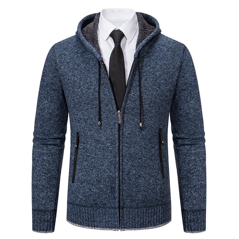 Herren Strickjacke mit Kapuze und weichem Innenfutter R&B