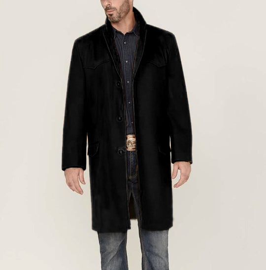 Herren eleganter Langmantel im klassischen Western-Stil mit hochwertigen Details R&B