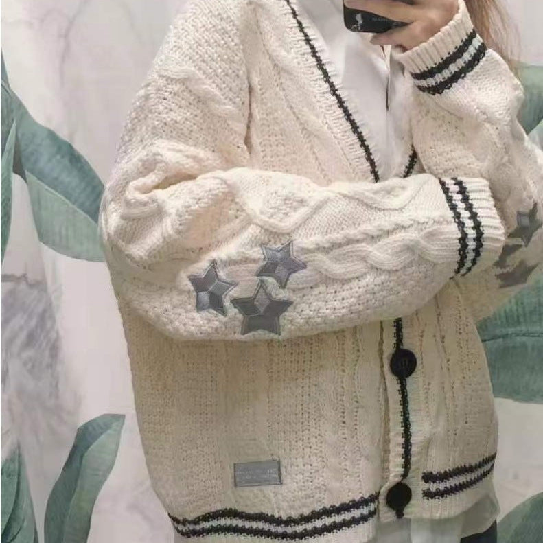 Damen gestrickte Oversize Cardigan R&B