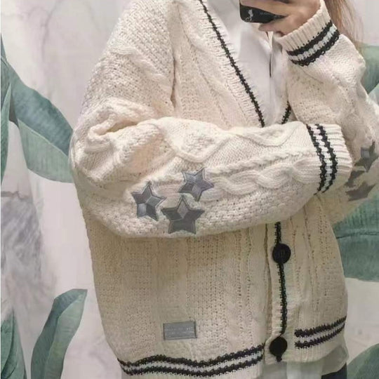 Damen gestrickte Oversize Cardigan R&B