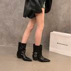 Damen Elegante Stiefeletten mit dekorativen Schnallen und spitzem Schnitt R&B