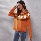 Damen Strickpullover mit gruseligem Geister-Motiv R&B
