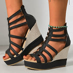 Damen Wedge-Sandaletten mit raffiniertem Riemendesign und bequemer Plateausohle R&B
