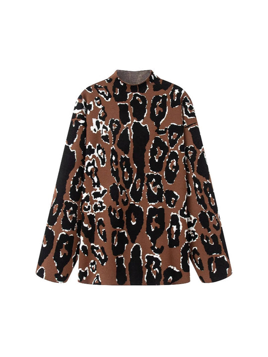 Damen lässiger Animal-Print Pullover R&B