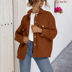 Damen Oversized Jacke aus weichem Stoff mit praktischen Taschen R&B