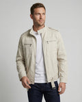 Herren weit geschnittene Kunstlederjacke mit Stehkragen und Brustreißverschlüssen R&B