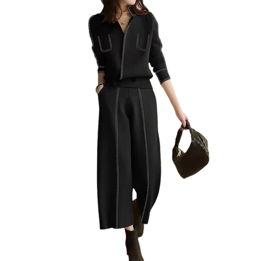 Damen elegante Culotte mit dekorativen Steppnähten R&B
