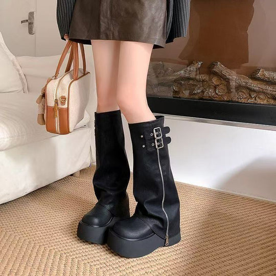 Damen Hochwertige Plateau-Stiefel im modernen Schnitt R&B