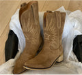 Damen nan Wildleder Westernstiefel mit spitzer Kappe und mittelhohem Blockabsatz R&B