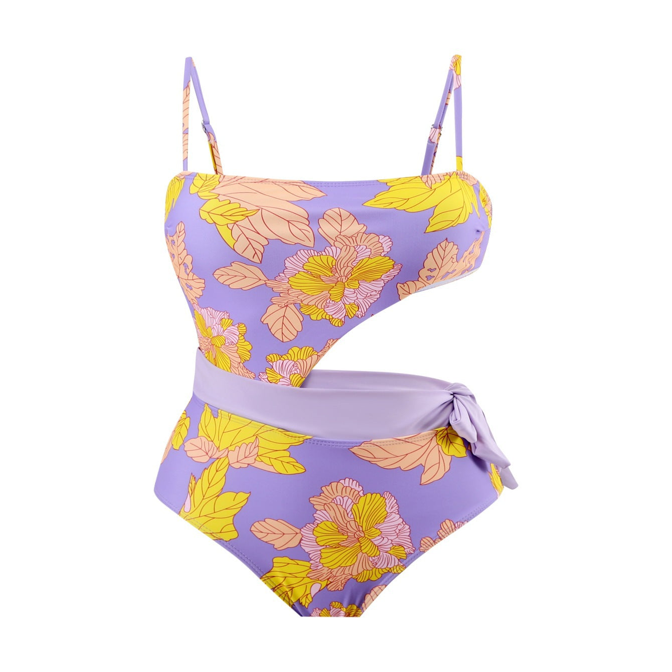 Damen Einteiler Badeanzug mit floralem Design und Wickelrock R&B