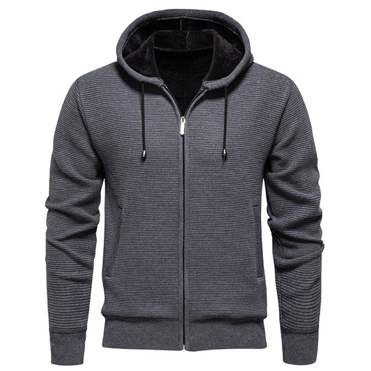 Herren moderne Kapuzenjacke mit strukturierter Oberfläche und weichem Innenfutter R&B