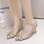 Damen eleganten High-Heels mit glitzerndem Schleifen-Detail R&B