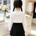 Mädchen Bluse mit Rüschendetails und klassischem Kragen R&B