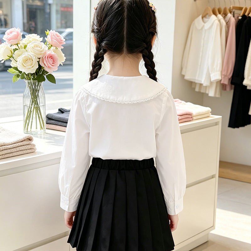 Mädchen Bluse mit Rüschendetails und klassischem Kragen R&B