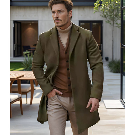 Herren Eleganter Wollmantel mit hochwertiger Verarbeitung R&B