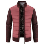 Herren Steppjacke mit hybridem Strickdesign und hohem Kragen